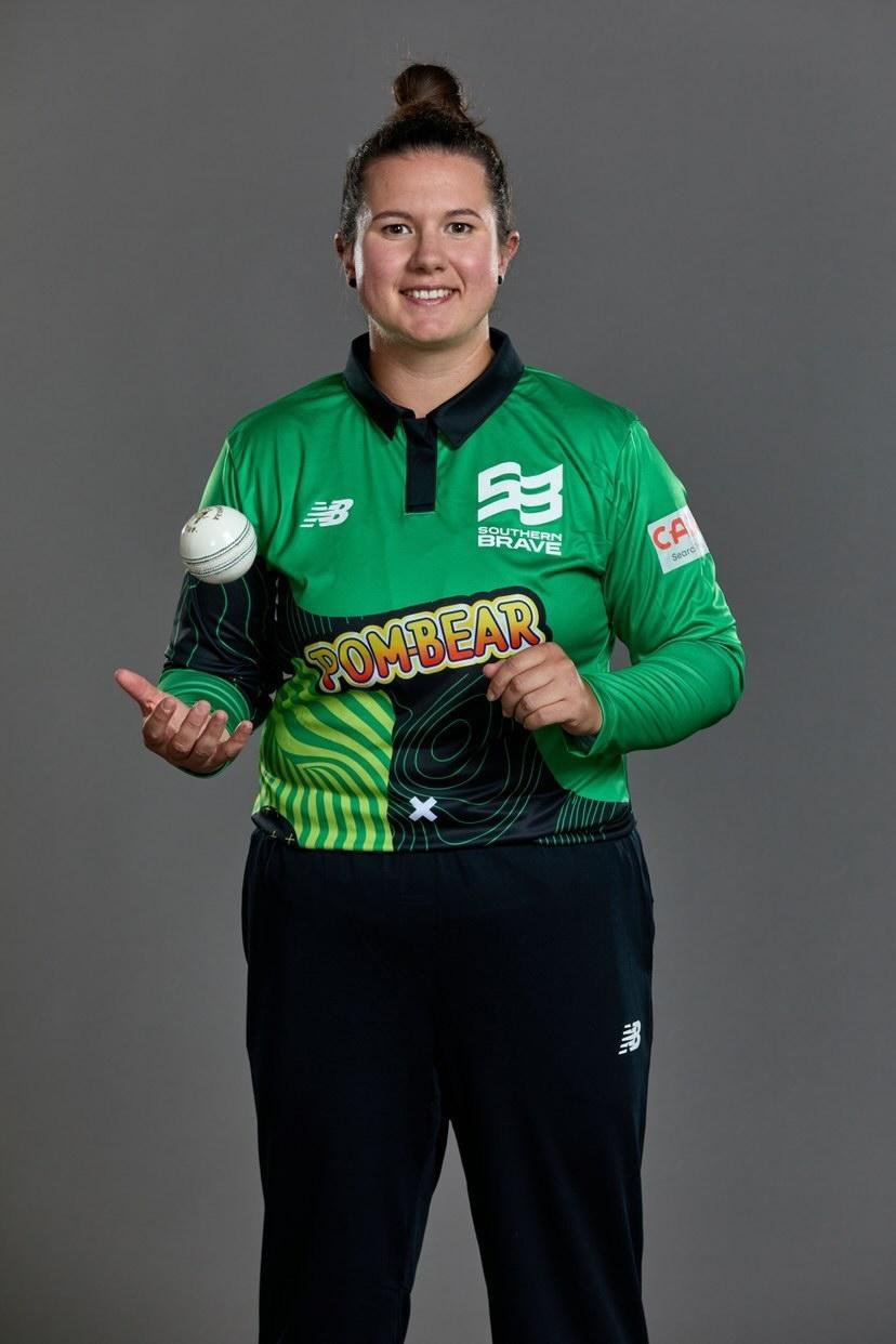 Charlotte Taylor with a Cricket Ball