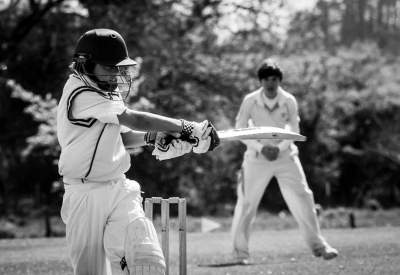 Cricketer hits the ball