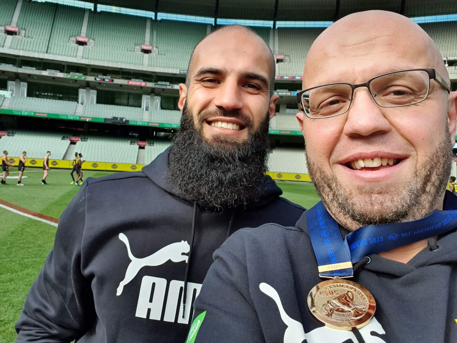 Wassim Rafihi with Bachar Houli at the Melbourne Cricket Ground