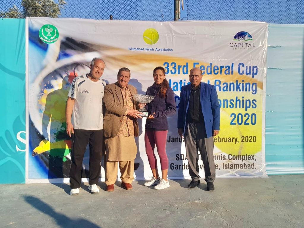 Sarah Mahboob Khan - winner of 33rd Federal Cup National Ranking Tennis Championships