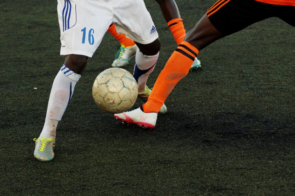 Football and footballers legs