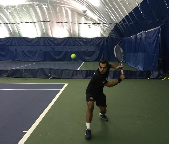 Sikander Hayat plays a tennis shot