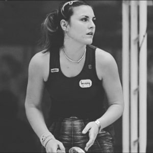 Carla Khan preparing to play a shot Pakistan Squash