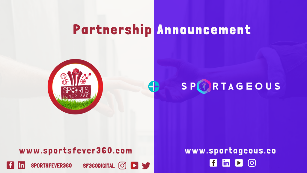 Partnership announcement logo: Sportageous and SportsFever 360