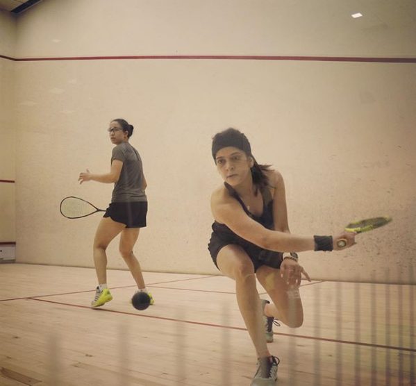 Sachika Balvani squash player,Against her opponent
