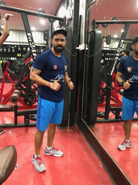 Manpreet sidhu cricket player in gym wearing black shirt,India
