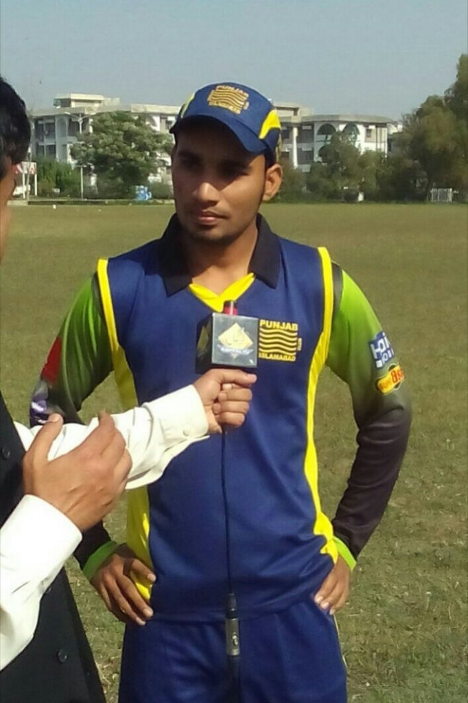 Muhammad Yaseen giving his thoughts about cricket to a local channel