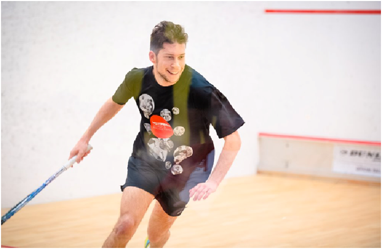 Nicholas Bloom playing at the MS 24 Hour Mega Squash & Racquetball Melbourne event