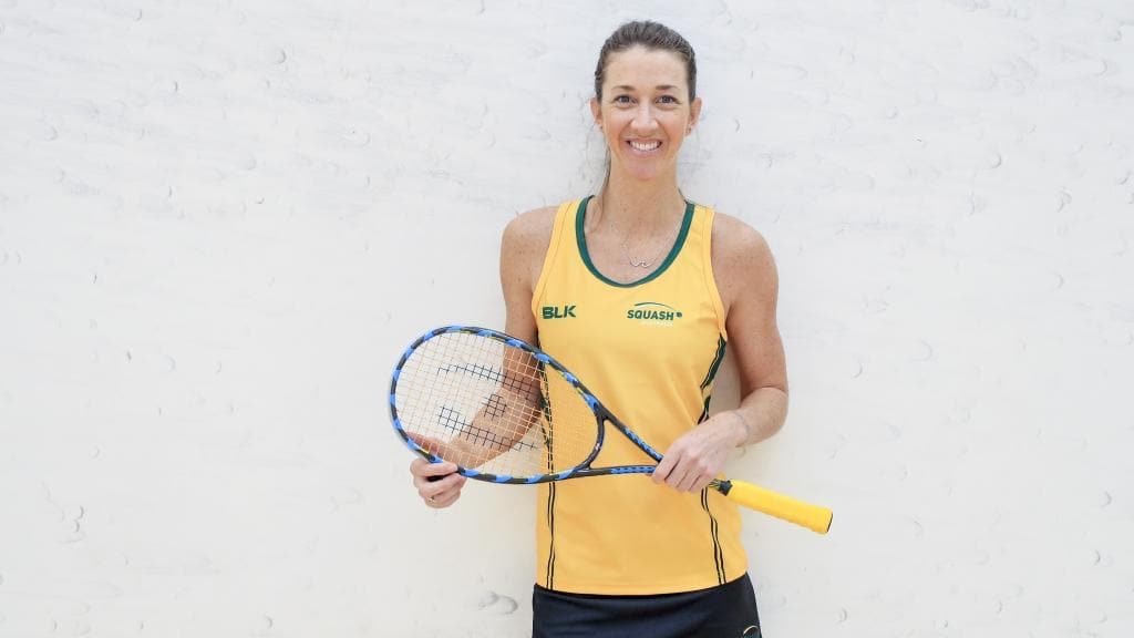 Donna Lobban poses with a Squash racket.