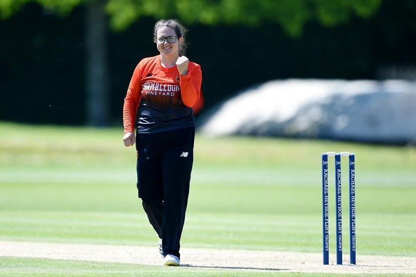 Charlotte Taylor on Cricket Pitch