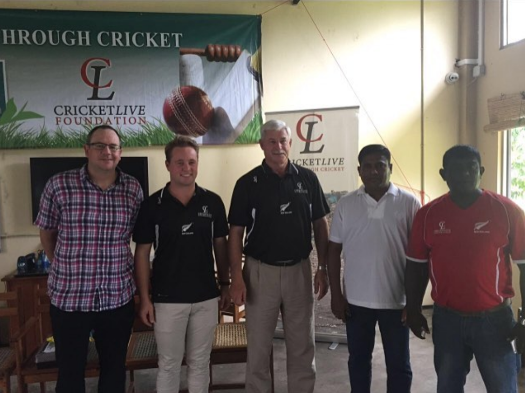 Mark Coles with Sir Richard Hadlee and others in Sri Lanka