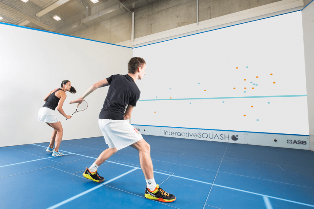 interctiveSQUASH, player plays squah on display